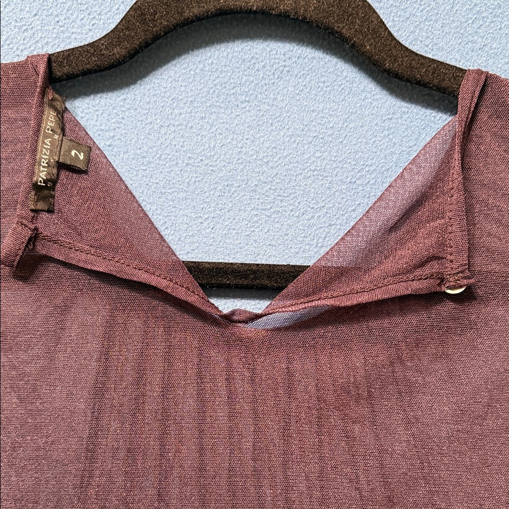 Long-Sleeve Purple See through Women's Top by Patrizia Pepe Italy Size 2 - Picture 12 of 16
